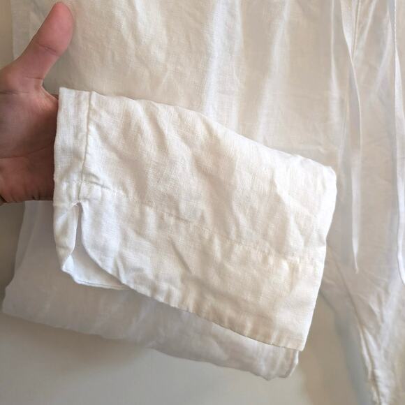 Caslon Women's Tie Waist Tapered Linen Pants Notched Hem White Size XL - Picture 6 of 11